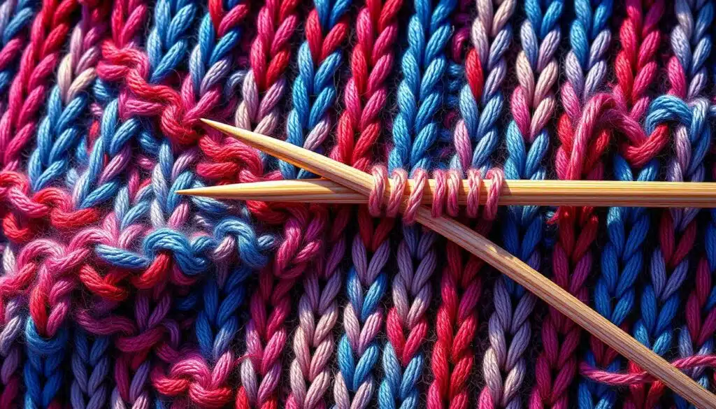 A vibrant knitted fabric, its intricate patterns woven with a mosaic of colors - deep blues, vibrant reds, and soft pastels. The yarn, plump and lustrous, creates a textured surface that catches the light, casting gentle shadows and highlights. The knitting needles, slender and precise, are frozen mid-motion, capturing the rhythmic dance of creation. A cozy and inviting atmosphere, the image radiates warmth and creativity, inspiring the viewer to explore the endless possibilities of multi-color knitting. A vibrant knitted fabric, its intricate patterns woven with a mosaic of colors - deep blues, vibrant reds, and soft pastels. The yarn, plump and lustrous, creates a textured surface that catches the light, casting gentle shadows and highlights. The knitting needles, slender and precise, are frozen mid-motion, capturing the rhythmic dance of creation. A cozy and inviting atmosphere, the image radiates warmth and creativity, inspiring the viewer to explore the endless possibilities of multi-color knitting.