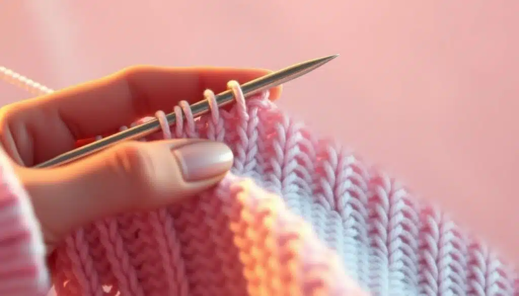 A close-up view of a hand rapidly knitting a brioche stitch pattern, the needles a blur of motion against a soft, pastel-colored background. The scene is bathed in warm, diffused lighting, creating a sense of focus and intensity. The knitter's fingers move with precision and grace, the stitches forming a textured, undulating fabric that seems to shimmer with energy. The overall mood is one of effortless productivity and the joy of mastering a challenging technique. A close-up view of a hand rapidly knitting a brioche stitch pattern, the needles a blur of motion against a soft, pastel-colored background. The scene is bathed in warm, diffused lighting, creating a sense of focus and intensity. The knitter's fingers move with precision and grace, the stitches forming a textured, undulating fabric that seems to shimmer with energy. The overall mood is one of effortless productivity and the joy of mastering a challenging technique.