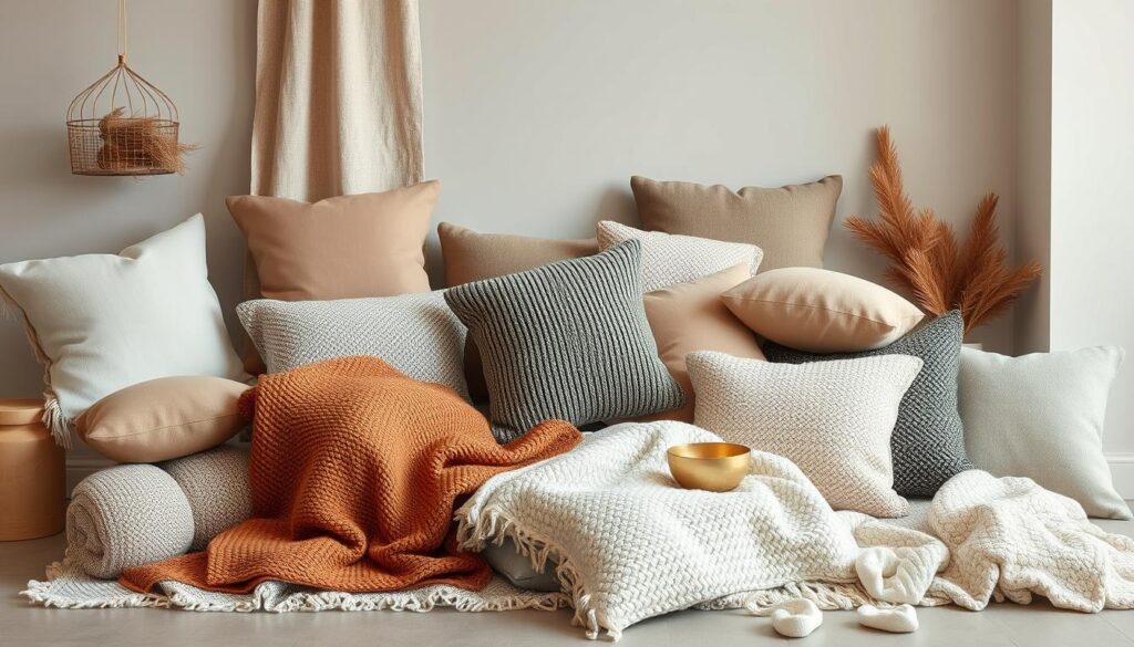 A modern, sophisticated color palette of muted tones and natural hues is arranged in a visually striking display. The composition features a harmonious arrangement of throw blankets, pillows, and textiles, with a focus on organic textures and minimalist patterns. Soft, diffused lighting illuminates the scene, creating a cozy and inviting atmosphere. The image is captured at a medium distance, allowing the viewer to appreciate the interplay of colors and materials. The overall aesthetic conveys a sense of contemporary elegance and a calming, serene ambiance, perfectly suited for a cozy crochet blanket project. A modern, sophisticated color palette of muted tones and natural hues is arranged in a visually striking display. The composition features a harmonious arrangement of throw blankets, pillows, and textiles, with a focus on organic textures and minimalist patterns. Soft, diffused lighting illuminates the scene, creating a cozy and inviting atmosphere. The image is captured at a medium distance, allowing the viewer to appreciate the interplay of colors and materials. The overall aesthetic conveys a sense of contemporary elegance and a calming, serene ambiance, perfectly suited for a cozy crochet blanket project.