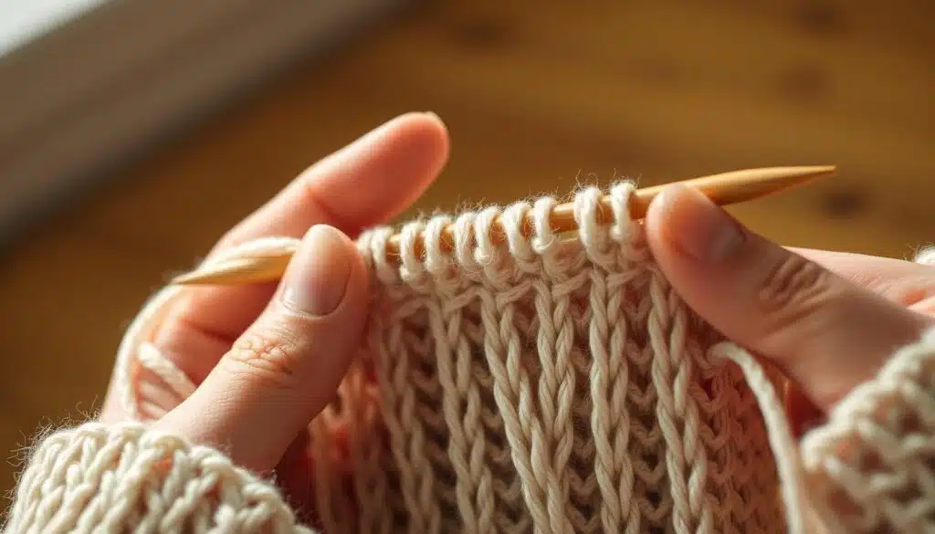 A close-up shot of a standard bind-off technique for knitting, captured with a high-resolution DSLR camera and a macro lens. The image showcases the intricate details of the knitted fabric, with the stitches clearly visible. The needles are positioned in a natural, hand-held manner, with the yarn gently flowing from the knitting. The lighting is soft and diffused, creating a warm and inviting atmosphere. The background is blurred, allowing the focus to remain on the knitting process. The overall composition emphasizes the simplicity and elegance of this common finishing technique. A close-up shot of a standard bind-off technique for knitting, captured with a high-resolution DSLR camera and a macro lens. The image showcases the intricate details of the knitted fabric, with the stitches clearly visible. The needles are positioned in a natural, hand-held manner, with the yarn gently flowing from the knitting. The lighting is soft and diffused, creating a warm and inviting atmosphere. The background is blurred, allowing the focus to remain on the knitting process. The overall composition emphasizes the simplicity and elegance of this common finishing technique.