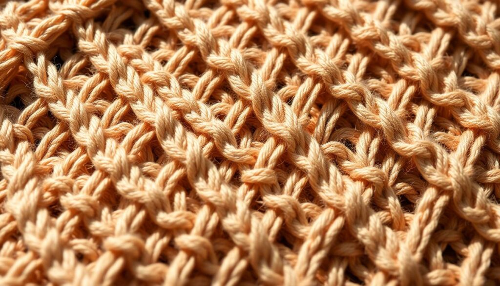 A close-up view of intricate diagonal weave knitting, showcasing the delicate intersecting strands of yarn in muted, earthy tones. The fabric has a soft, textured appearance, with subtle variations in shading creating a visually captivating pattern. The lighting is natural and diffused, casting gentle shadows that accentuate the dimensional quality of the knitted structure. The camera angle is slightly elevated, providing an immersive perspective that allows the viewer to appreciate the meticulous craftsmanship and technical mastery of this alternative finishing technique. A close-up view of intricate diagonal weave knitting, showcasing the delicate intersecting strands of yarn in muted, earthy tones. The fabric has a soft, textured appearance, with subtle variations in shading creating a visually captivating pattern. The lighting is natural and diffused, casting gentle shadows that accentuate the dimensional quality of the knitted structure. The camera angle is slightly elevated, providing an immersive perspective that allows the viewer to appreciate the meticulous craftsmanship and technical mastery of this alternative finishing technique.