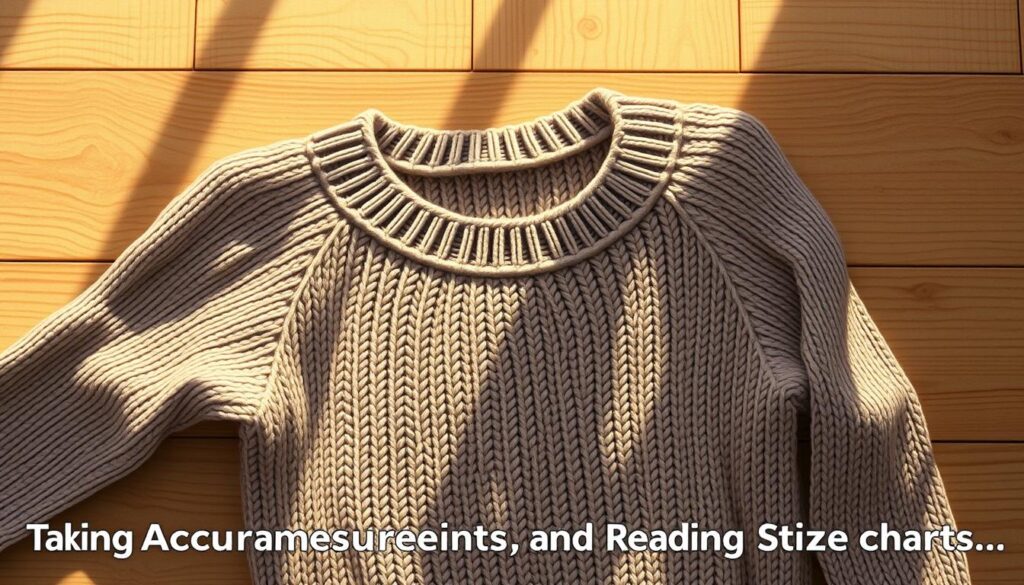 A well-fitted slipover in a classic knitting pattern, sitting atop a wooden surface. The garment is shown from an elevated angle, with careful attention to the details of the neckline, armholes, and ribbed textures. Warm lighting casts subtle shadows, highlighting the intricate stitches and the natural grain of the wood. The overall scene conveys a sense of craftsmanship and the joy of creating a custom-made piece of clothing. The image should serve as a clear visual guide for the "Taking Accurate Measurements and Reading Size Charts" section of the article. A well-fitted slipover in a classic knitting pattern, sitting atop a wooden surface. The garment is shown from an elevated angle, with careful attention to the details of the neckline, armholes, and ribbed textures. Warm lighting casts subtle shadows, highlighting the intricate stitches and the natural grain of the wood. The overall scene conveys a sense of craftsmanship and the joy of creating a custom-made piece of clothing. The image should serve as a clear visual guide for the "Taking Accurate Measurements and Reading Size Charts" section of the article.