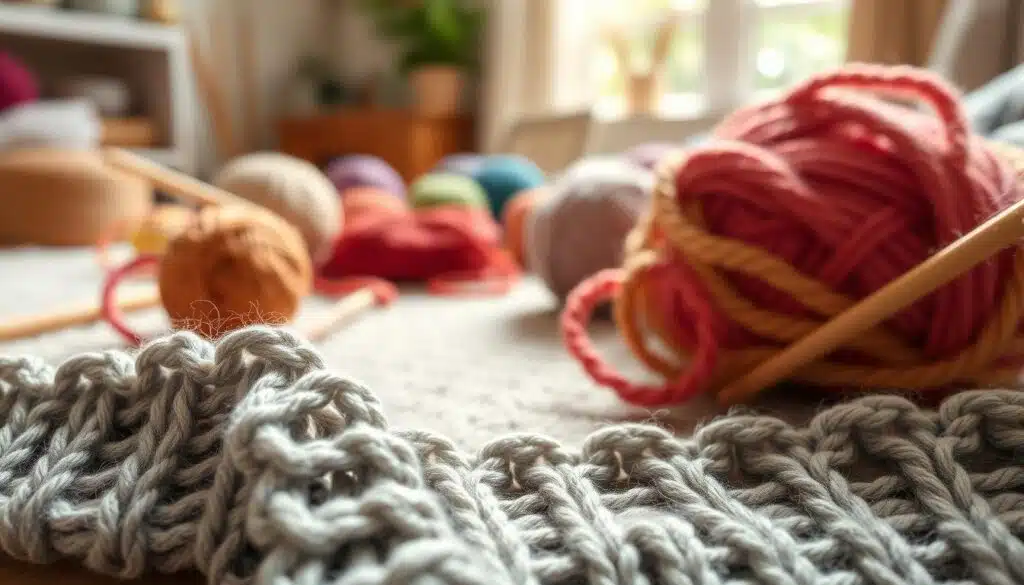 A close-up shot of beautifully knitted i-cord edging, showcasing its smooth, polished finish. The foreground highlights the intricate stitches and the firm, raised texture of the i-cord, with soft focus on the edges dissolving into the background for a sense of depth. In the middle ground, display a knitting project with vibrant yarn colors, arranged carelessly yet attractively, creating a cozy atmosphere. The background features a softly blurred setting of a well-lit knitting space, complete with natural light streaming in, enhancing the warmth and inviting feel of the scene. The mood is calm and creative, perfect for crafters, emphasizing the beauty and functionality of i-cord edging in knitting. A close-up shot of beautifully knitted i-cord edging, showcasing its smooth, polished finish. The foreground highlights the intricate stitches and the firm, raised texture of the i-cord, with soft focus on the edges dissolving into the background for a sense of depth. In the middle ground, display a knitting project with vibrant yarn colors, arranged carelessly yet attractively, creating a cozy atmosphere. The background features a softly blurred setting of a well-lit knitting space, complete with natural light streaming in, enhancing the warmth and inviting feel of the scene. The mood is calm and creative, perfect for crafters, emphasizing the beauty and functionality of i-cord edging in knitting.